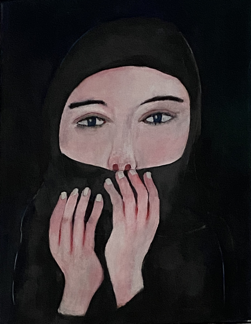 Veiled woman painting by Joël Lesdema